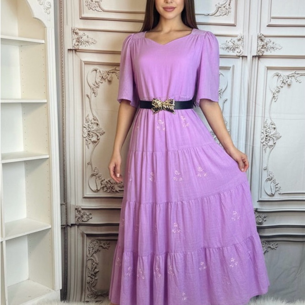 Women’s Lavender Tiered Maxi Dress - Picture 9 of 9